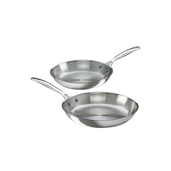 Stainless Steel Fry and Frying Pans Set of 2 Le Creuset